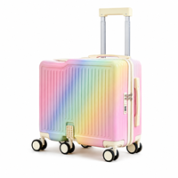 Valise à roulettes pour enfants, 6 roues pivotantes, pliable, avec support pour téléphone, coque rigide en PC, valise de voyage