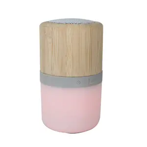 Creative Bamboo Wood Blue Tooth Speakers Mini Wood Bamboo Wireless Speaker Portable Speaker With LED Colorful Light