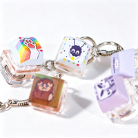 Custom Anime Sound Keyboard Keychain Cute Cartoon Acrylic Fidget Keycap Clicker Decompression Toy for Stress Relief Plastic Gift