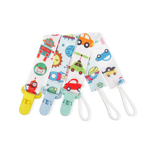 Cadenas de algodón para dentición con clip de silicona para bebé, cuentas de madera en forma de estrella, cinta de tela con diseño de luna y cadena de chupete personalizada sin BPA, venta al por mayor - Product Image 5