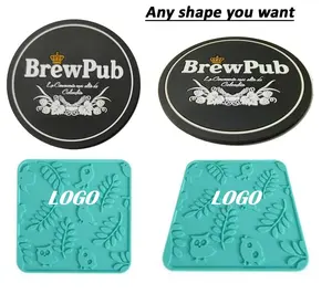 Dessous de verre en silicone avec logo imprimé personnalisé pour boisson, tasse, tapis 3D PVC souple en caoutchouc Dessous de verre pour bière Dessous de verre personnalisé pour cadeaux fantaisie - Product Image 4