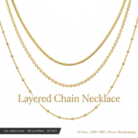 Juego de Collares de Cadena de Triple Capa AIU Jewelry, Acero Inoxidable 316L, Chapado en Oro de 18K, Diseño de Serpiente, Rolo y Satélite, para Mujer, Demi-Fine, OEM, ODM