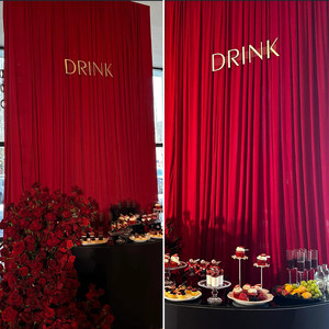 Tissu de décoration en soie de lait extensible à fond rouge <span class=keywords><strong>pour</strong></span> rideaux de mariage, de fiançailles, d'<span class=keywords><strong>anniversaire</strong></span> et de <span class=keywords><strong>salle</strong></span> de réception - Product Image 3