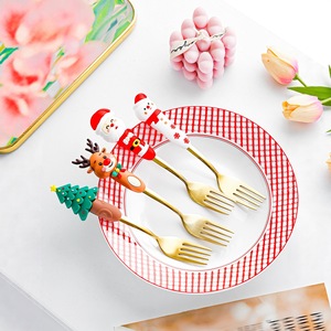Christmas Cartoon Spoon And Fork Set Santa Reindeer Tree Snowman Design For Kids Party Tableware Gift - Product Image 3