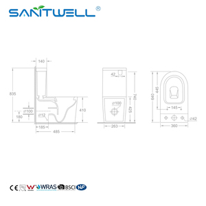 Casserole en deux pièces sans rebord pour appareils sanitaires, double chasse d'eau, couleur blanche, émaillée, facile à nettoyer, fermeture, fabrication de toilettes couplées - Product Image 4