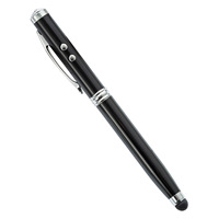 Stylo multifonction 4 en 1, stylo à bille en métal avec lumière LED, stylet et pointeur laser, vente en gros
