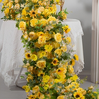 Ensemble floral de mariage Tournesol, Guirlande de table et boule de fleurs artificielles, Décoration de centre de table pour réception de mariage