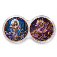 1 oz 999 Koin Tembaga Murni 2-pak Kapsul Infinity Naga Berwarna-warni Relief Tinggi Mitologi Yunani Kartun 3D Edisi Kolektor
