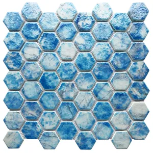 Exclusive Hexagon Design Decoration Glass Mosaic Tiles