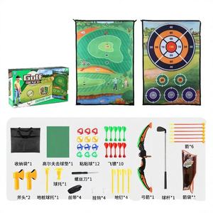 Cible de jeu de golf, d'archerie et de fléchettes réversible OEM 3-en-1 avec balles collantes – Tapis de jeu familial intérieur/extérieur en ABS pour 14 ans et plus - Product Image 1