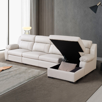 Canapé Sectionnel d'Angle Moderne en Cuir Blanc avec Rangement Pliable et Fauteuil Inclinable Électrique pour Salon