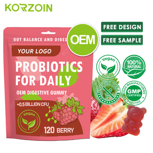 ויטמינים גומי פרוביוטיקה לגברים ונשים בטעם פטל, מותג פרטי (OEM), עם תמצית חמוציות, אנזימים לתמיכה במערכת העיכול ובריאות המעיים. - Product Image 1