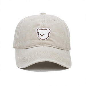 Gray Cotton Discharge Printed <b>Baseball</b> <b>Cap</b> with Bear Embroidery Front Panel Unisex Casual Adjustable Hat Star Figure Enterprises - Product Image 2