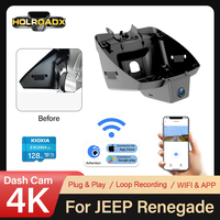 Holroadx Caméra de tableau de bord avant 4K style OEM pour JEEP Renegade 2015-2022, avec application Wi-Fi et enregistreur de conduite DVR 64 Go