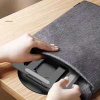 Support d'ordinateur portable pliable et portable, réglable et rotatif, en acier au carbone, avec rangement pour la maison et le bureau