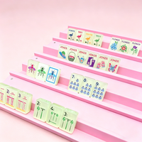 Jeu de Mahjong Américain Lumineux de Luxe Moderne et Portable - Matcha Pearl, Vert, avec Tuiles Acryliques à Couche Unique pour 4 Joueurs