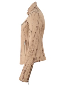 Veste pour femme en cuir Nappa ciré beige 100% authentique, finition cirée, fermeture éclair YKK, marque privée, usine OEM/ODM, vente en gros - Product Image 3