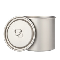 Tasse de voyage pliable extérieure en titane de 650ml facile à transporter verres en métal pur pour pique-niques thé et café