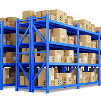 Étagères de stockage d'entrepôt à 4 niveaux, rayonnages industriels métalliques à longue portée pour usine, rayonnages d'entrepôt