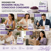 Riz sec Konjac aux baies d'açaï, faible en glucides, sans sucre, alternative saine au riz, fabricant OEM