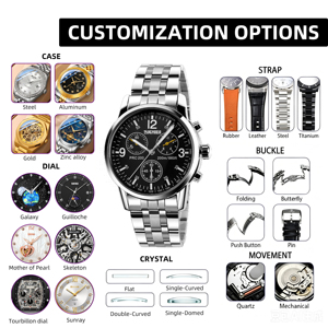 Skmei 9070 Reloj de Cuarzo de Lujo y Encanto de Moda para Hombre, Caja de Aleación, Esfera de Puntero de 38 mm, Correa de Cuero, Diseño de Logotipo Personalizado, Resistente al Agua - Product Image 1