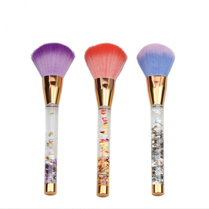 Pinceau à poussière pour ongles à manche liquide pailleté rose, poils synthétiques doux, brosse de nettoyage pour ongles en acrylique pour manucure - Product Image 5