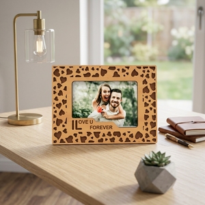 Marco de Fotos de Madera Grabado Personalizado Directo de Fábrica, Corte en Forma de Corazón I LOVE U FOREVER, Regalo para Parejas de San Valentín, OEM al por Mayor - Product Image 6