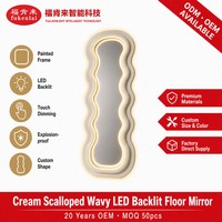 Miroir mural pleine longueur Fullkenlight à LED, forme ondulée personnalisée, cadre peint, miroir de dressing moderne pour chambre à coucher