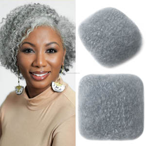 Color gris 30g/1oz venta al por mayor europeo ruso Afro Remy extensiones de cabello virgen doble Afro Kinky Bulk Hair para trenzas bohemias - Product Image 1