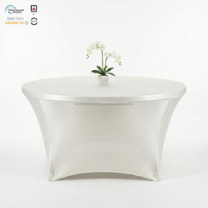 Housse de table extensible blanche de qualité commerciale, sans repassage, 6 pieds, dos ouvert, en spandex, ignifuge et imperméable - Product Image 1