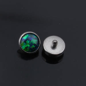 14g G23 Titane Hypoallergénique 5mm Opale <span class=keywords><strong>de</strong></span> <span class=keywords><strong>Feu</strong></span> Ancre Dermique Microdermique Bijoux Corps Piercing pour Mariage Tête Tops Base - Product Image 6