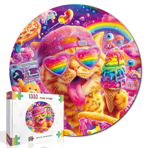 Puzzle 3D à Effet Visuel Chat Coloré 1000 Pièces, Puzzle Chat Bonbon Pop pour Cadeau d'Anniversaire - Product Image 2