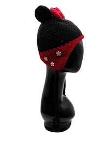 Gorro de Invierno para Niños y Mujeres LANDBAS de Alta Calidad, 54-56 cm, con Lazo Rojo, Hecho con 77% Acrílico y 23% Poliéster, Patrón de Punto Trenzado - Product Image 3