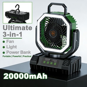 Ventilateur à piles rechargeable 20000mAh avec oscillation automatique, télécommande/lumière, 4 vitesses pour le camping, la tente, la plage, l'extérieur - Product Image 2