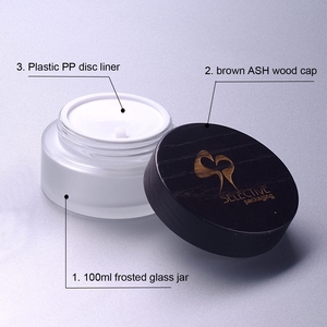 100Ml Khuôn Mặt Mỹ Phẩm <span class=keywords><strong>Jar</strong></span> Với ASH Brown Nắp Gỗ Hình Lục Giác <span class=keywords><strong>Glass</strong></span> Cream <span class=keywords><strong>Jar</strong></span> - Product Image 6
