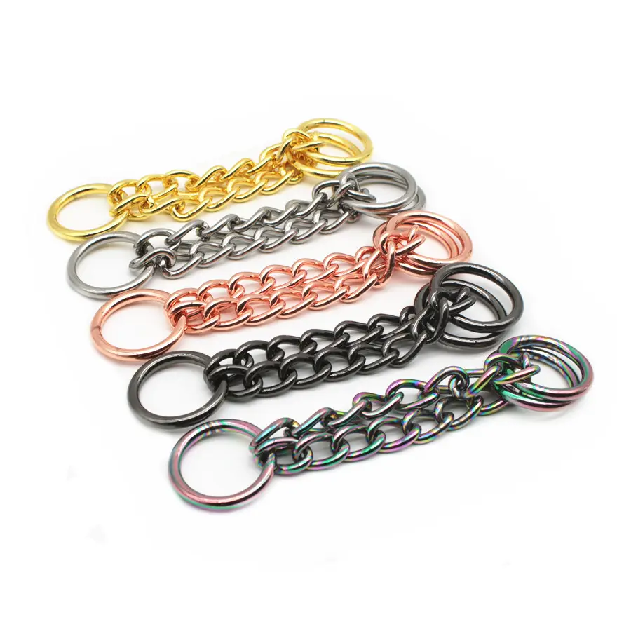 Cadena de acero inoxidable de oro amarillo/plata/arcoíris/Gunmetal/Negro/oro rosa, accesorios de cadena para Collar de perro Martingale L/M/S