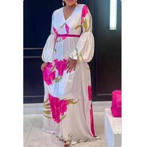 <span class=keywords><strong>Robe</strong></span> <span class=keywords><strong>longue</strong></span> décontractée <span class=keywords><strong>blanche</strong></span> à manches longues, imprimé floral, patchwork multicouche, dernier design 2024, Gt9168 - Product Image 3