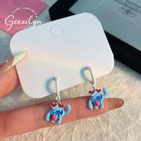 Boucles d'oreilles fantaisie en forme d'animaux démoniaques pour femmes, clous d'oreilles amusants de dessin animé, design aiguille en argent