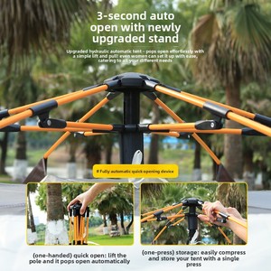 Tente de camping extérieure quatre saisons, monocouche, portable, pliable, ouverture rapide automatique, hexagonale, imperméable, anti-UV - Product Image 3