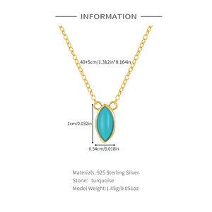 CANNER S925 Sterling <b>Silver</b> <b>Jewellery</b> Natural Olive Stone Marquise Turquoise Pendants Necklace for Women Gifts <b>Set</b> - Product Image 6