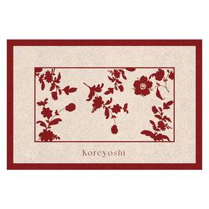 Alfombra de Entrada Rectangular con Diseño Floral de Flores de Jade Brocadas, Antideslizante, para la Entrada del Hogar, Ambiente de Año Nuevo Rojo - Product Image 2
