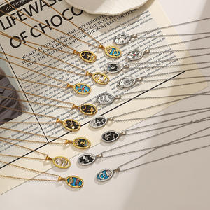 Collar de Moda con Colgante de Cartas del <span class=keywords><strong>Tarot</strong></span> Elípticas, Chapado en Oro de 18K, Acero Inoxidable, Cadena para Clavícula - Product Image 1