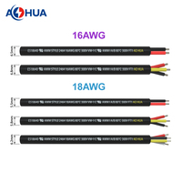 Sertifikasi AH Kabel Listrik Tahan Air Selubung PVC Hitam 2 3 4PIN Inti Kawat Tembaga Berlapis Timah 24AWG 22AWG 20AWG 18AWG 16AWG