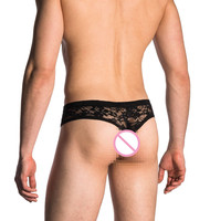Groothandel Heren Kant Volantjes Sissy Thong Onderbroeken Ademend Sheer Mesh Bikini Briefs T-Back G-String Ondergoed Gebreid