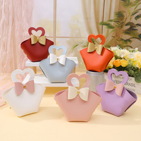 Pochette Cadeau en Similicuir Style Ins avec Nœud Cœur, Boîte à Bonbons de Mariage, Pochette Cadeau, Sac de Retour pour Fête