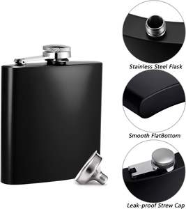 Wholesale Spray <b>Matte</b> <b>Black</b> <b>Paint</b> Travel Portable Outdoor Stainless Steel Hip Flask 1oz-18oz - Product Image 3