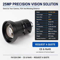 Lente de cámara de inspección industrial de montaje en C de 25 megapíxeles de alta definición 12mm serie FA focal fija óptima para visión artificial