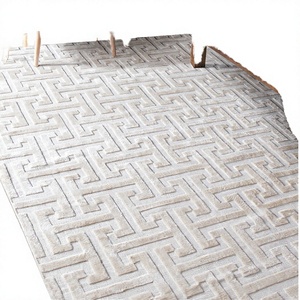 Tapis de luxe moderne Aara Living en laine et soie, à poils coupés, antidérapant, épaisseur 11 mm, poils moyens, blanc beige, pour salon, vente en gros de haute qualité - Product Image 2