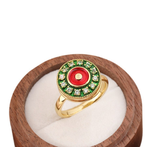 Bague Fleur Rotative de Luxe Vintage au Design Unique, Bague Ajustable en Cuivre pour Femme, Bijou Tendance et Élégant - Product Image 6