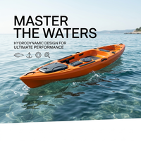 Kayak de pêche solo rotomoulé orange de 4,15 m, best-seller, avec moteur hors-bord à hélice en aluminium, canoë-bateau